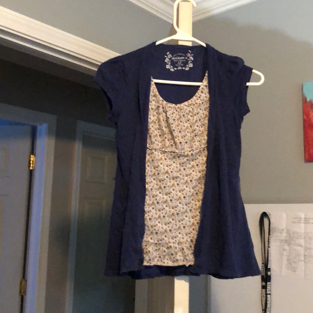 flower pattern shit with attached ‘vest’